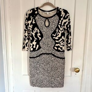 Diane Von Furstenberg Black & White Graphic Cocktail Dress